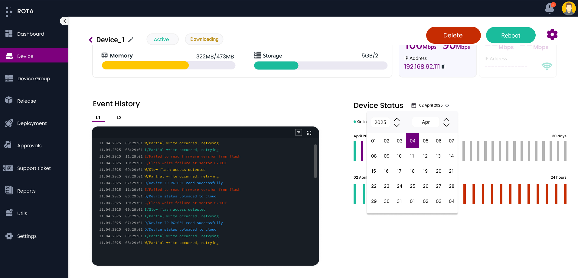 Device Status History