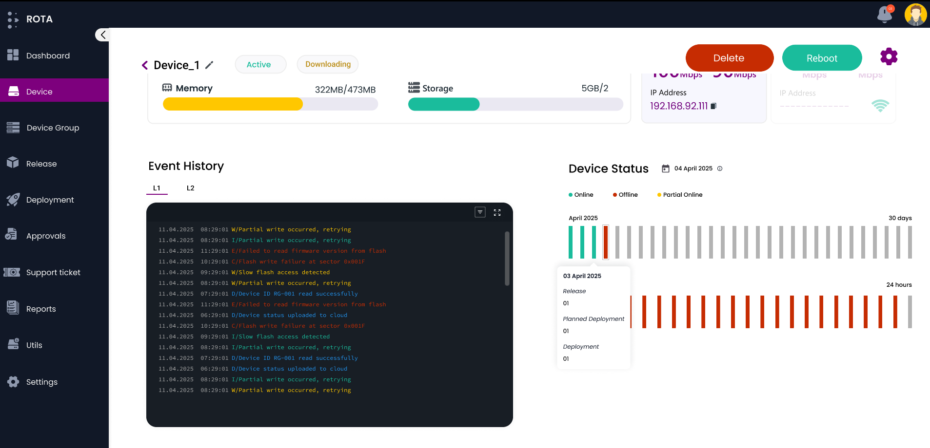 Device Status History