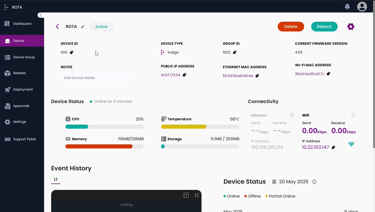 Device Event History