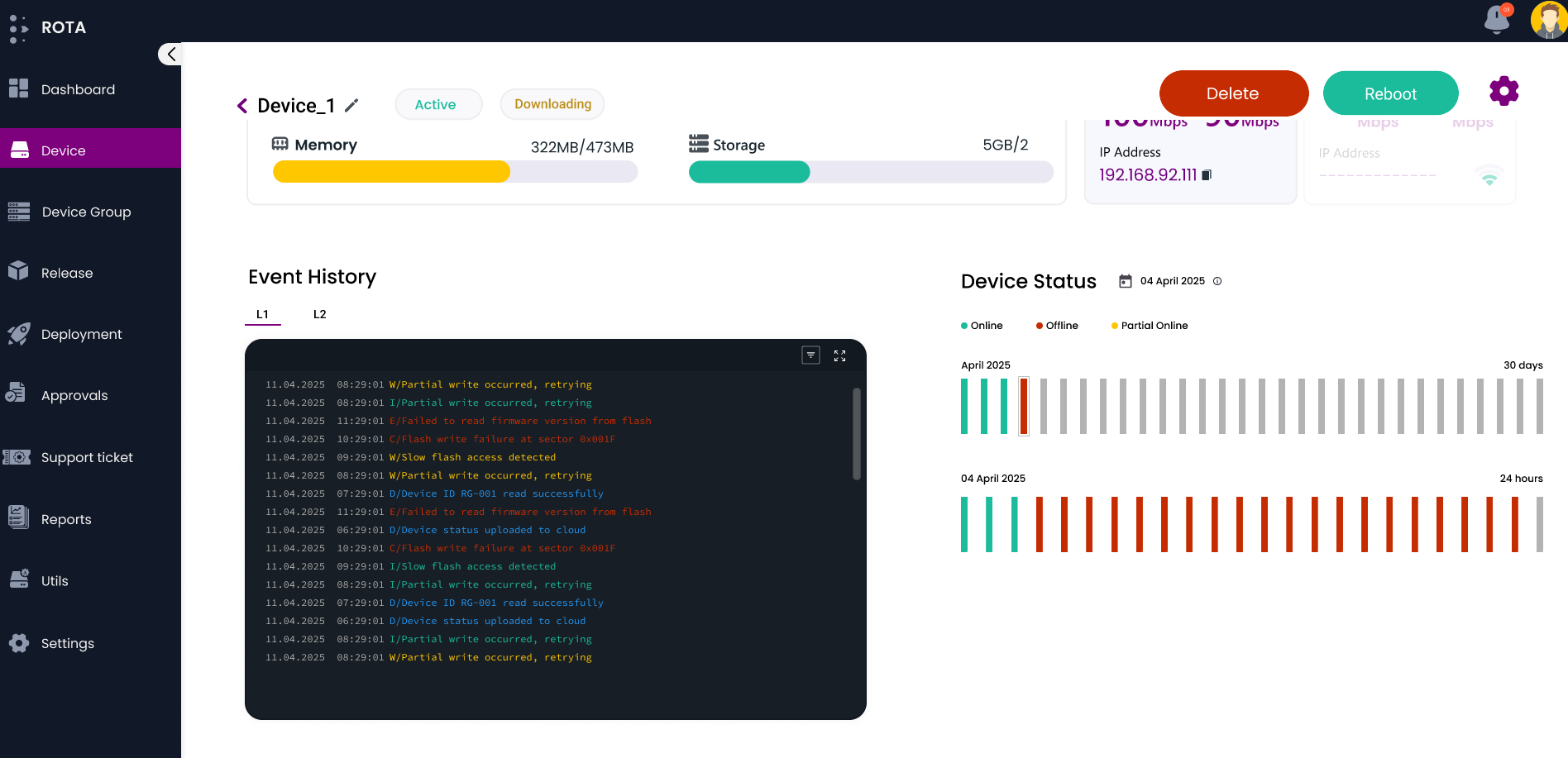Device Event History